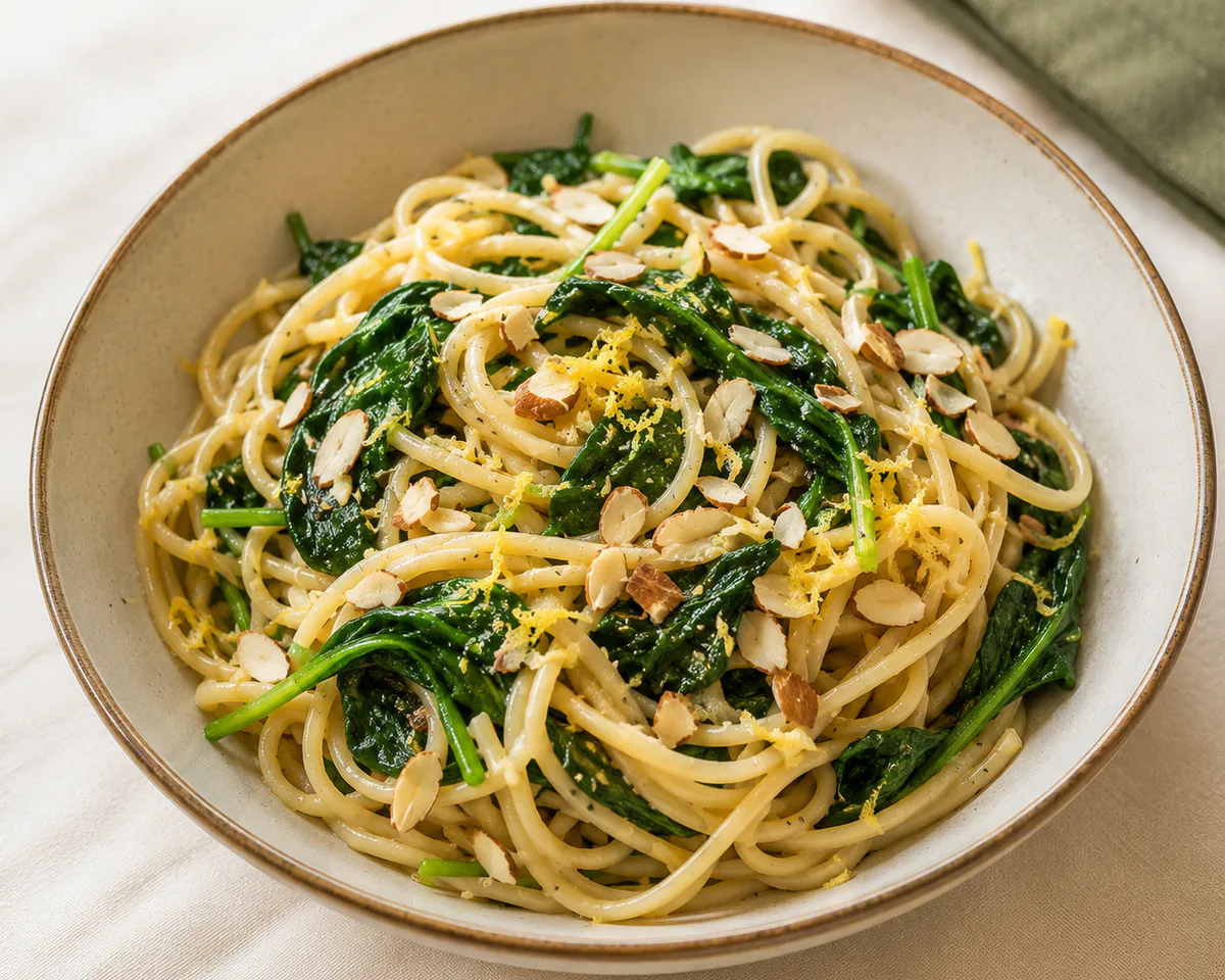 Spinach & Almond Lemon Pasta